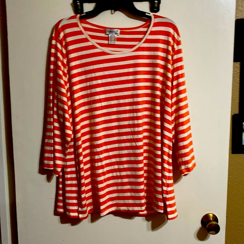 Orange and white stripe shirt, size 18
